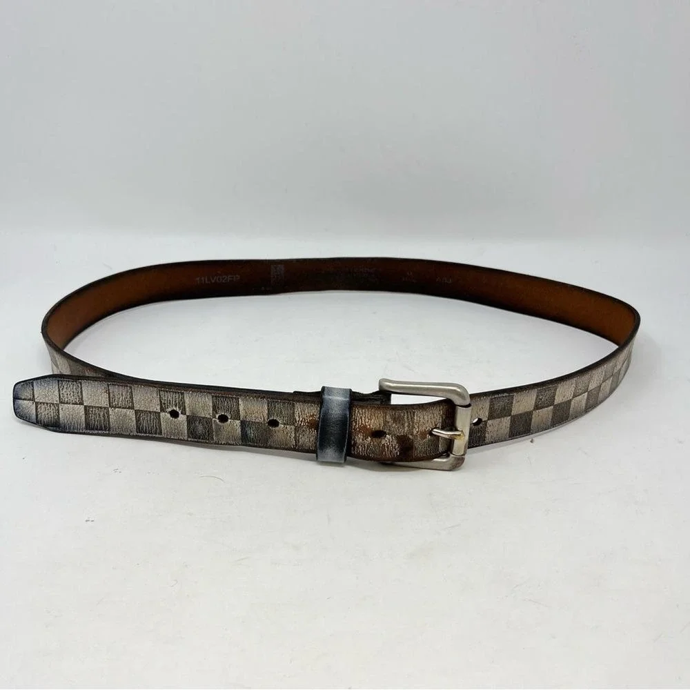 Levi's Check Print Leather Belt Size M 34-36‎